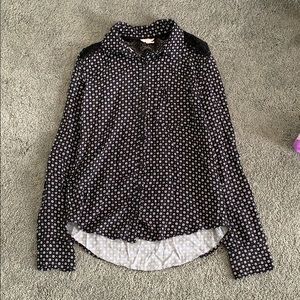 Black and white printed button up